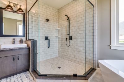 Elegant Shower with Matte Black Fixtures