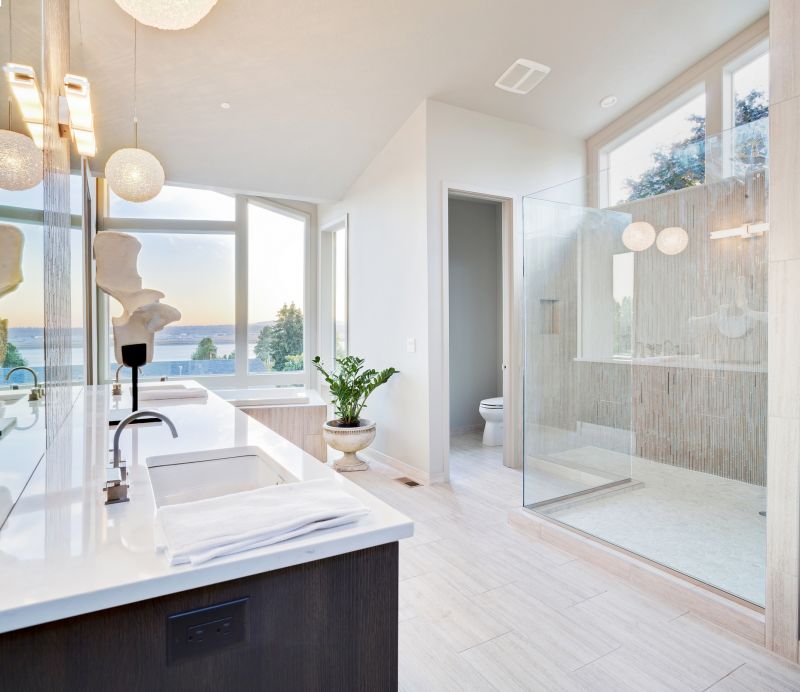 Open-Plan Shower with Clear Glass Walls